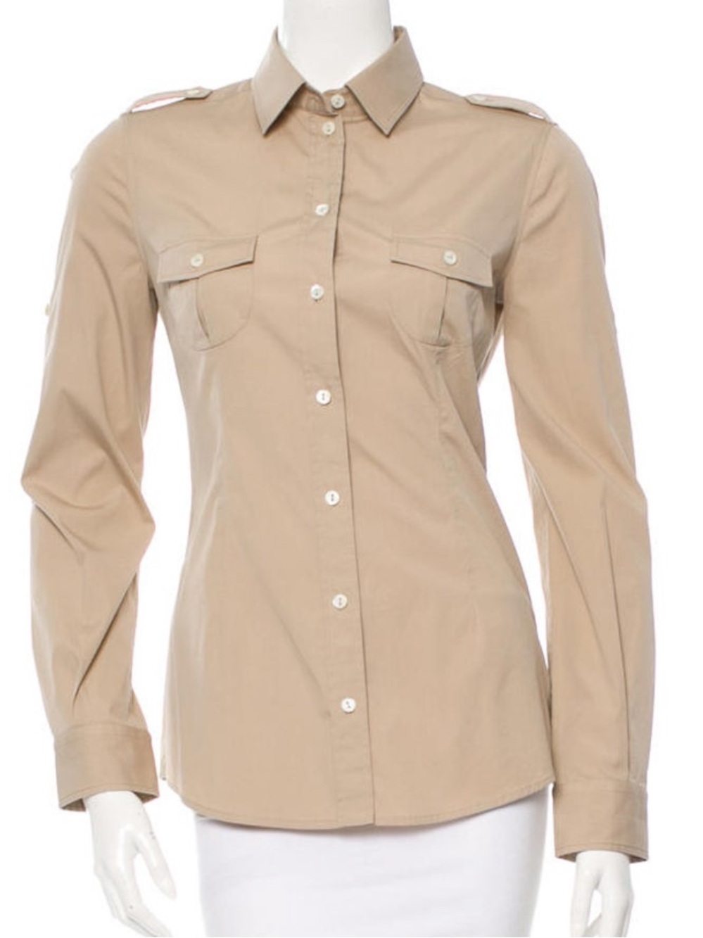 Dolce & Gabbana Tan Button-Down Shirt with Epaulets